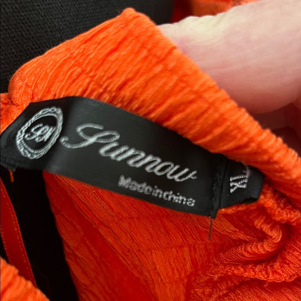 Deep V Orange Maxi Dress with Flutter Sleeves - Picture 2 of 8